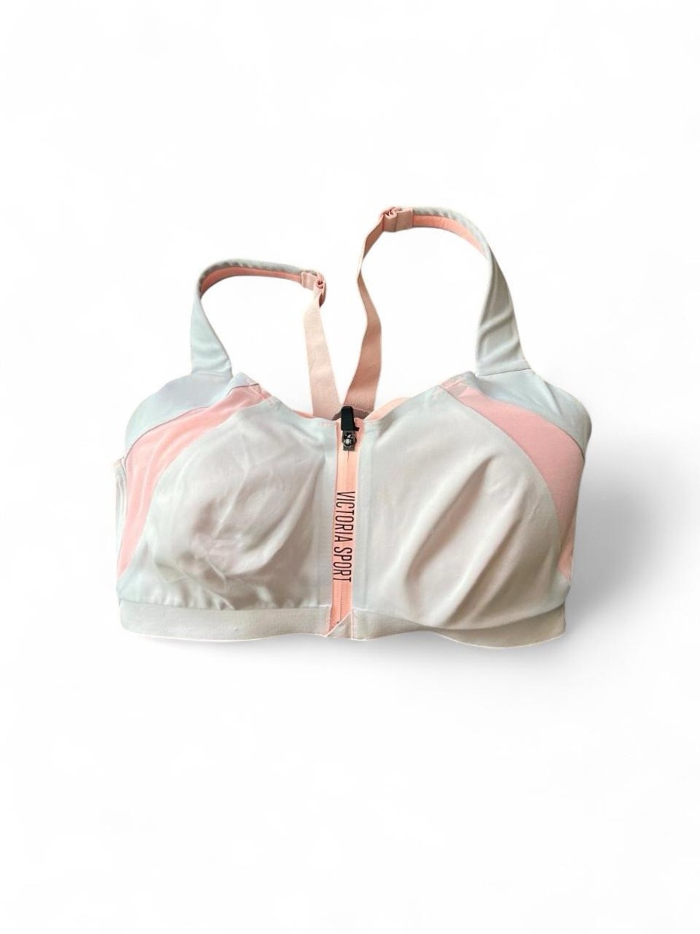 Victoria’s Secret Sport Front-Zip Bra in Light Pink/Grey 34DDD